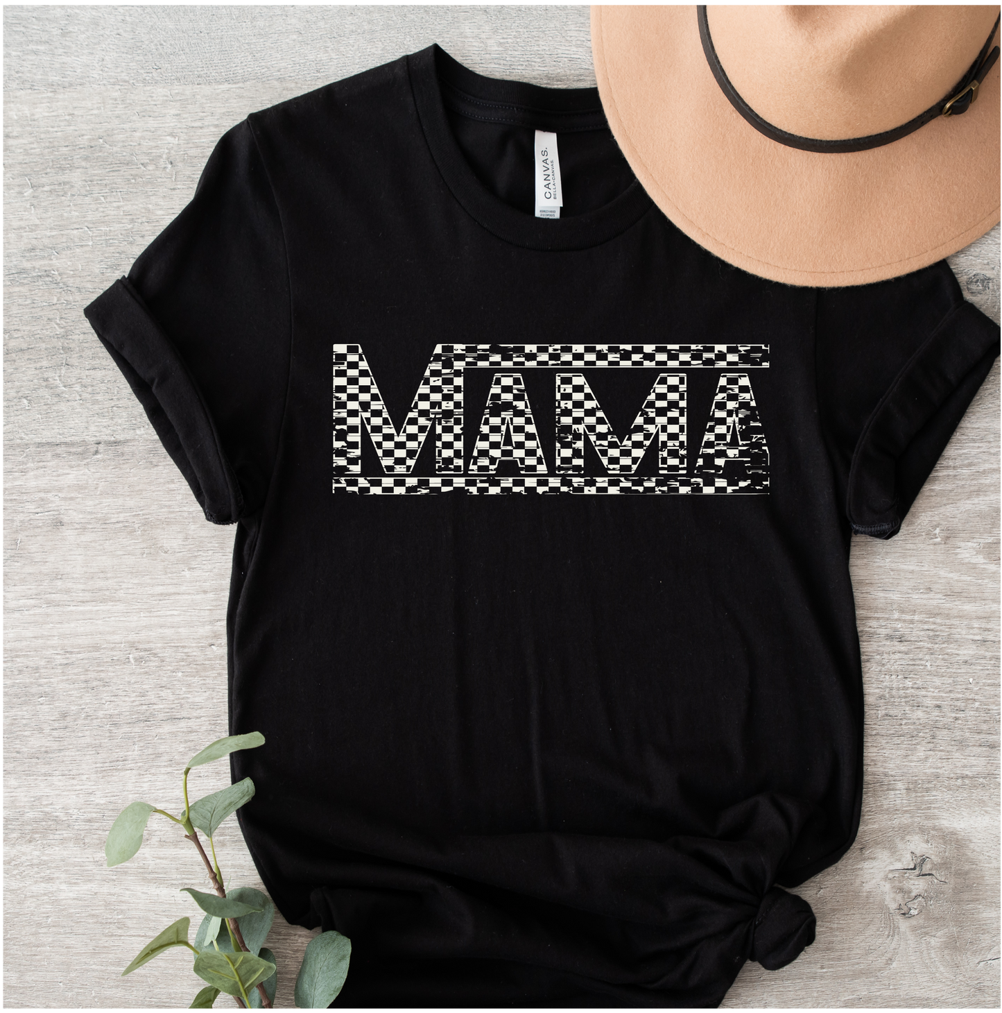 checkered mama tee