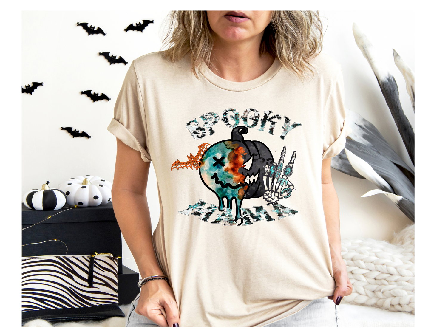 spooky mama pumpkin cream tee